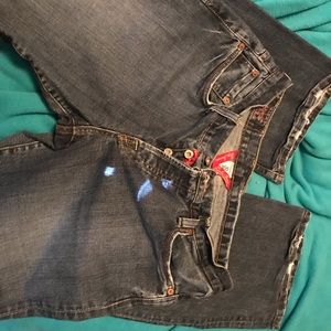 Lucky Brand button fly jeans.